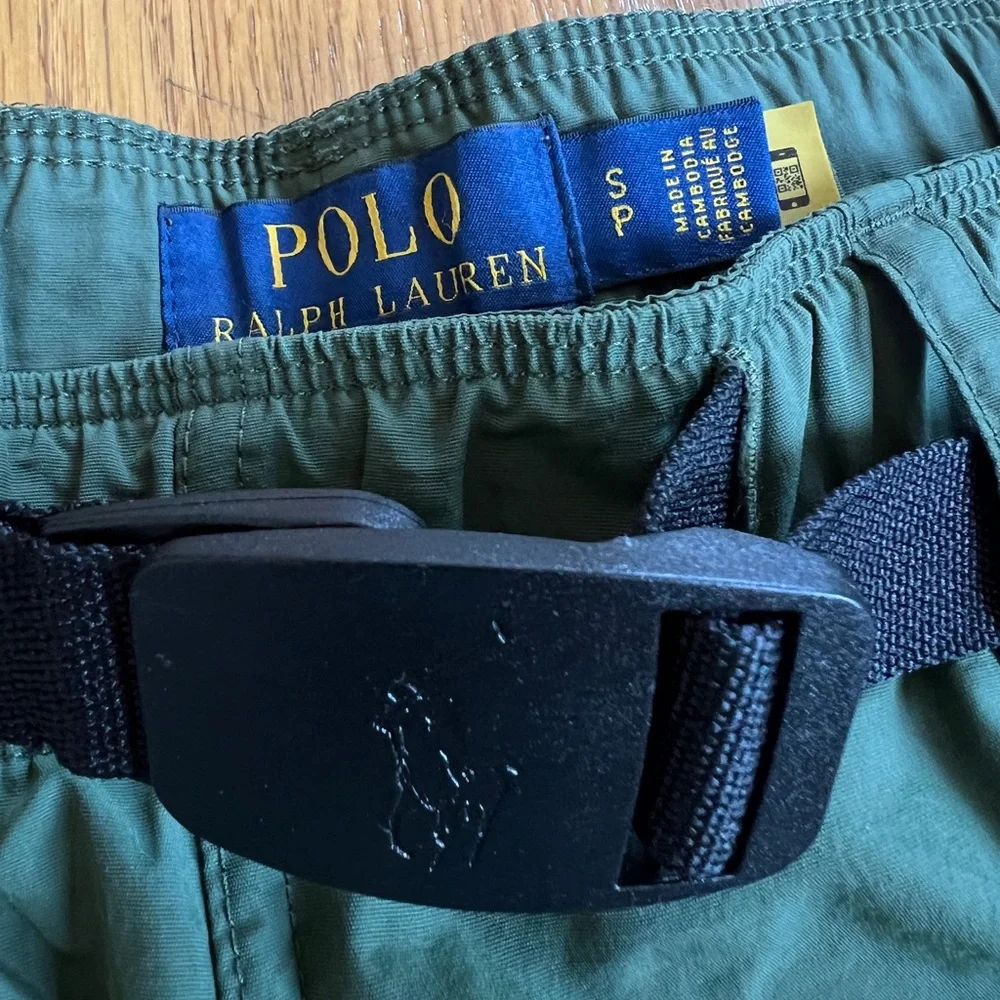 Polo Ralph Lauren Green Shorts Hiking pull on With belt men's S Water Resistant
